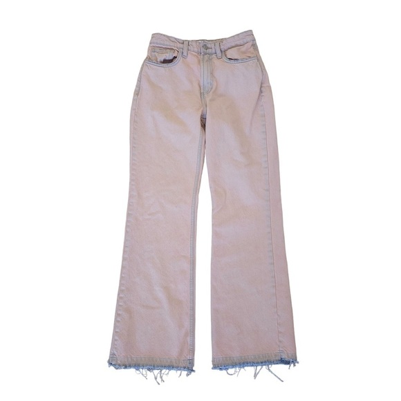 Zara high rise raw hem flare jeans pink blue size 2 - Picture 1 of 13